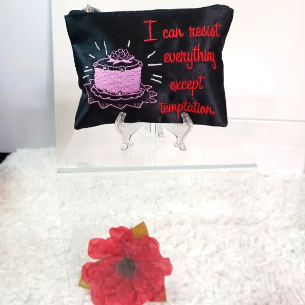 Two's Company Small Pouch, Black/ Red/ Multi colors